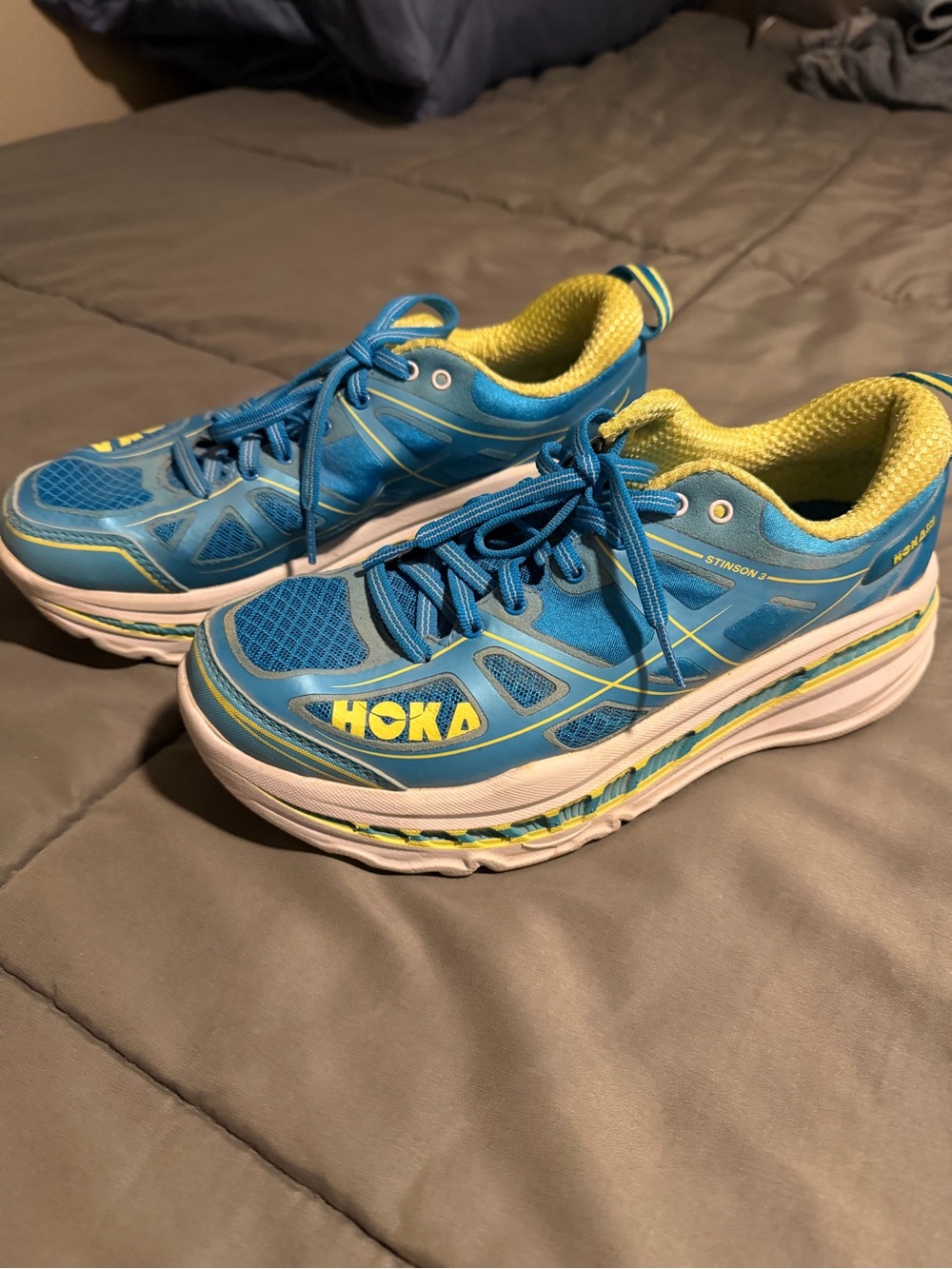 Hoka Stinson 3 Blue and Yellow Running Shoe